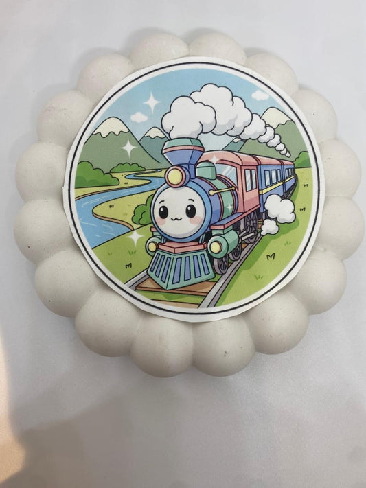 Cute Kawaii Train Waterproof Vinyl Sticker – Kids Cartoon Engine Decal