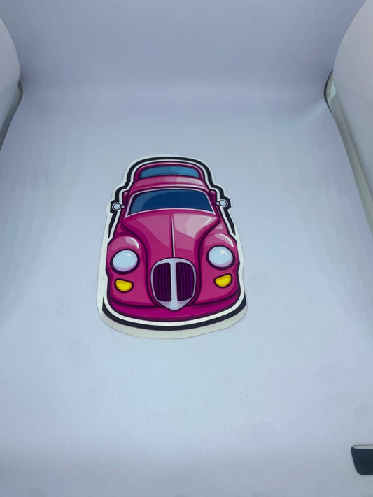 Pink Vintage Car Premium Waterproof Vinyl Sticker