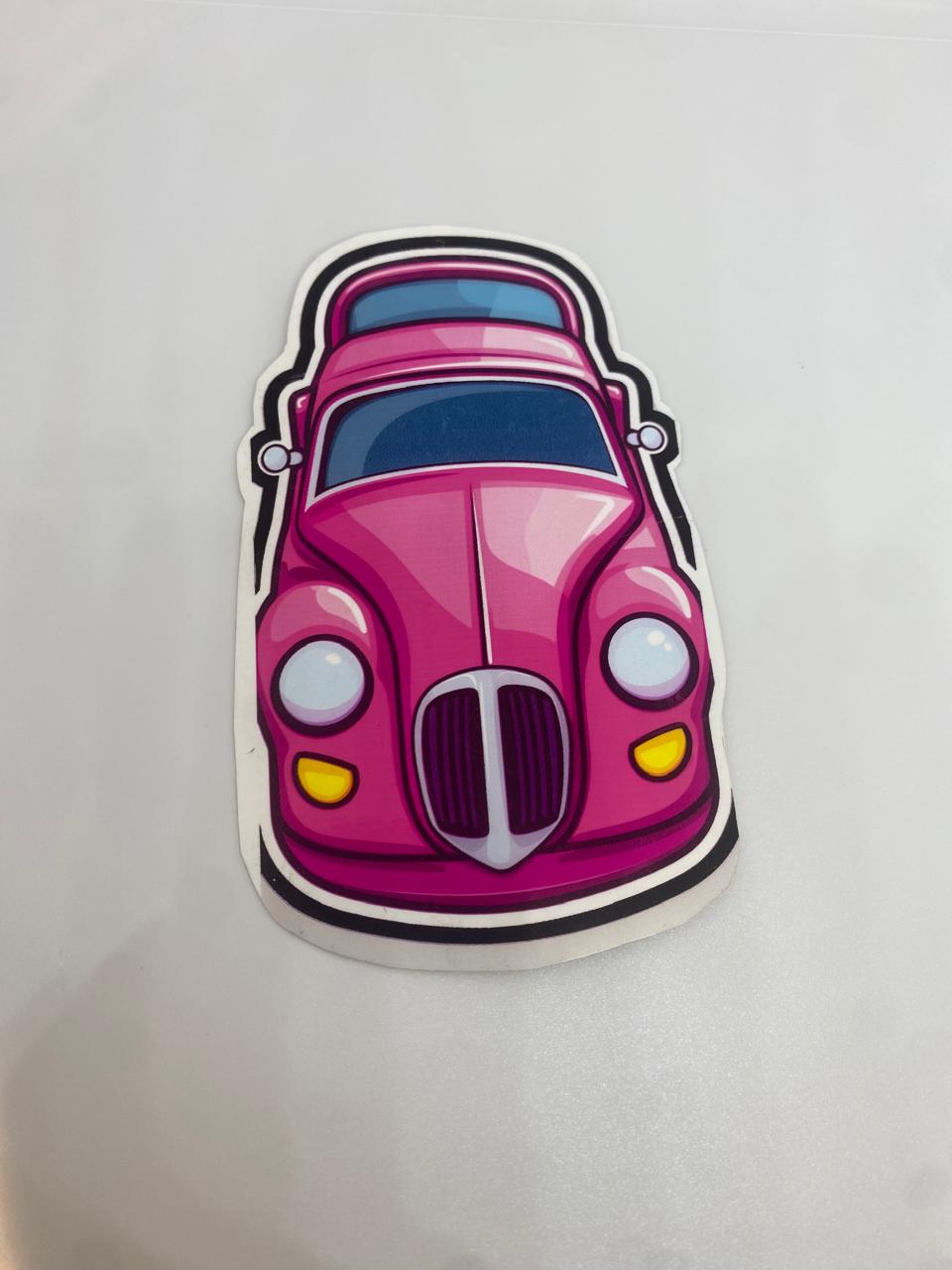 Pink Vintage Car Premium Waterproof Vinyl Sticker