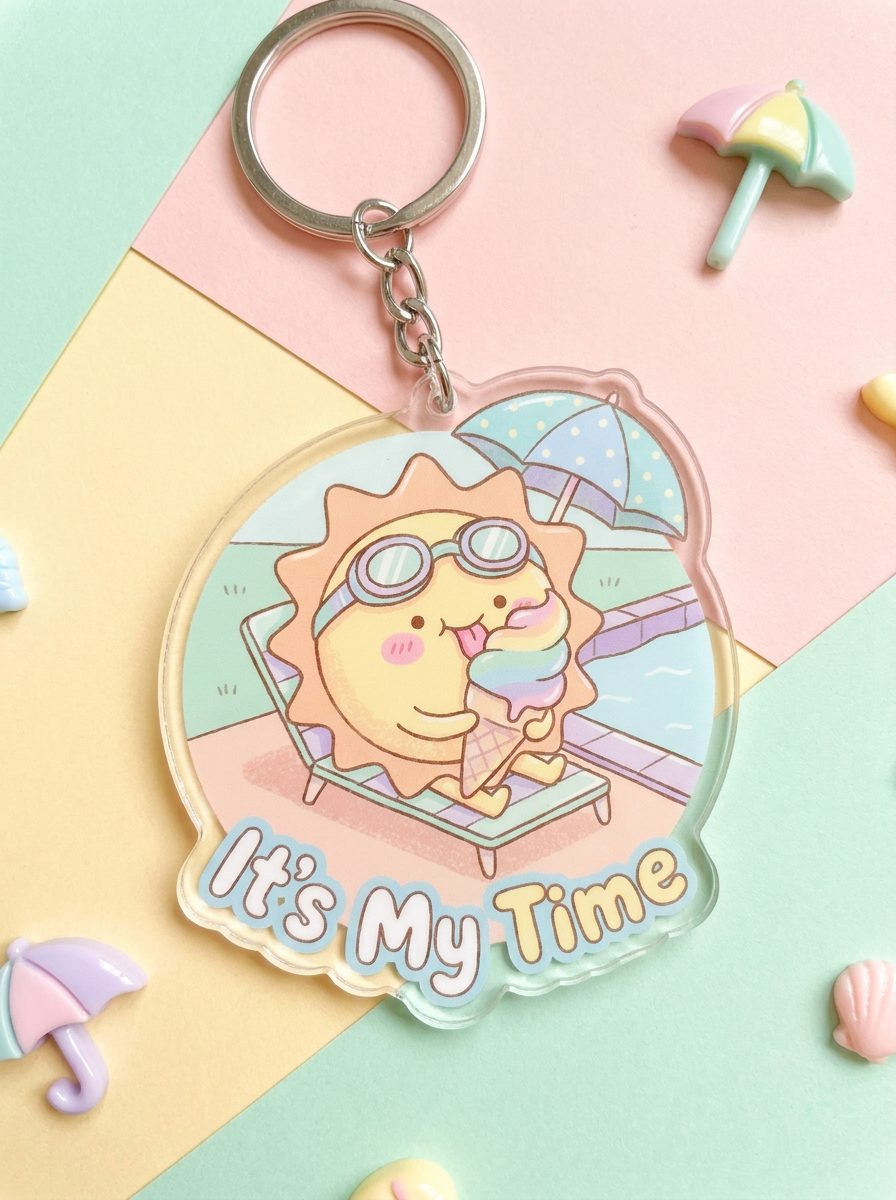 It's My Time Kawaii Sun Ice Cream Sticker | Cute Summer Vinyl Decal