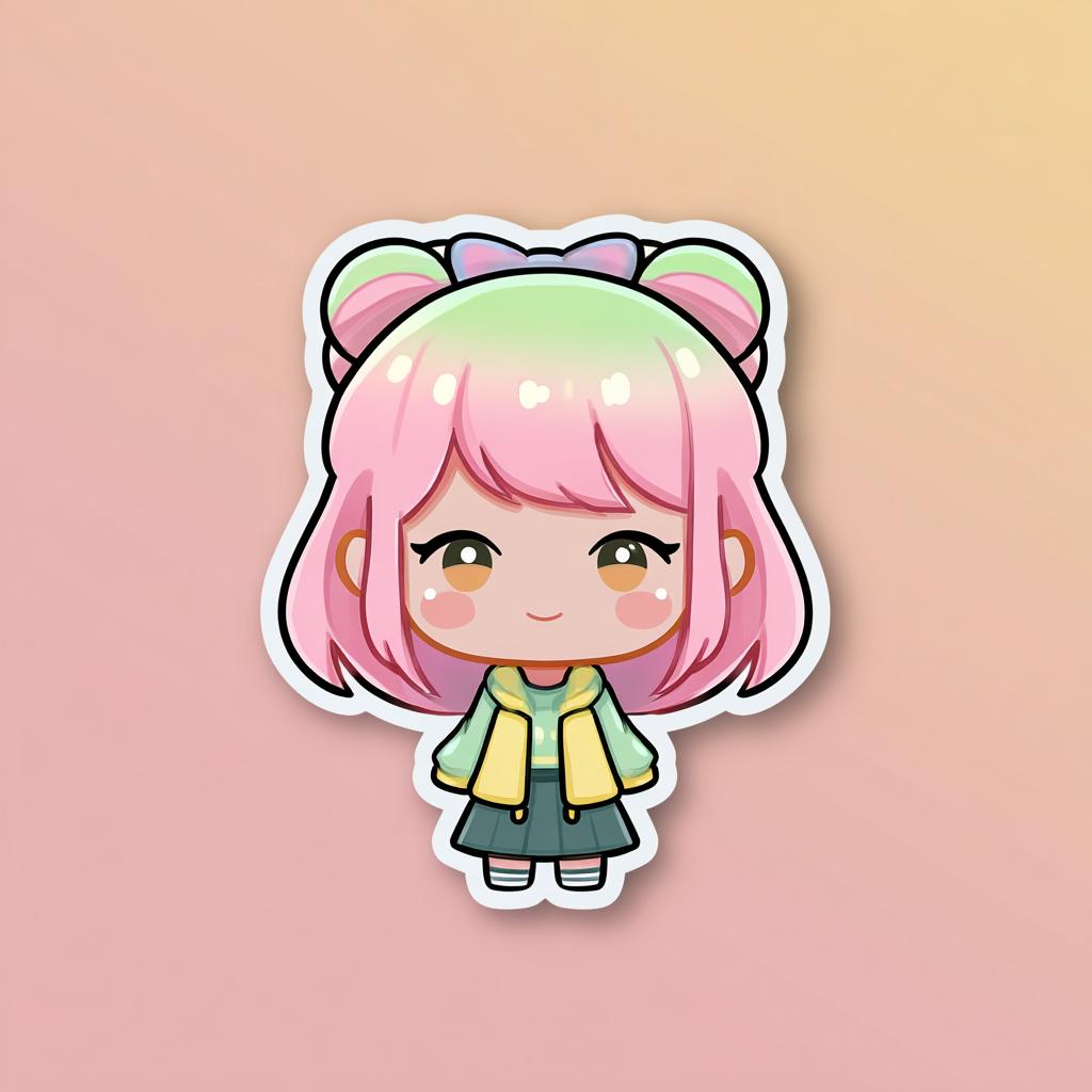 Pastel Kawaii Girl Stickers – Cute Anime-Inspired Aesthetic for Journaling, Scrapbooking & Planners