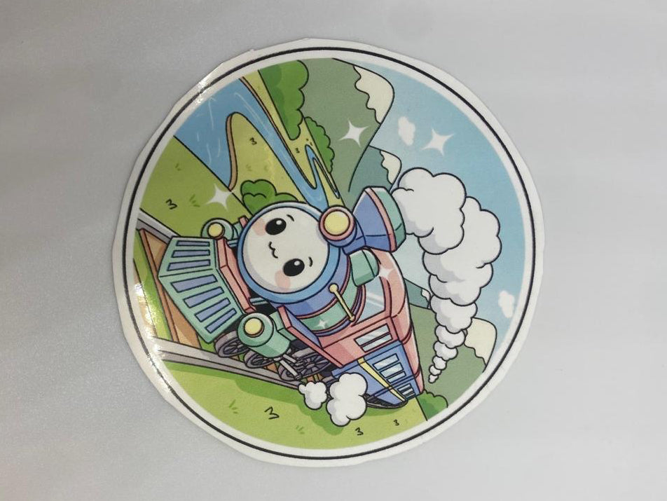 Cute Kawaii Train Waterproof Vinyl Sticker – Kids Cartoon Engine Decal