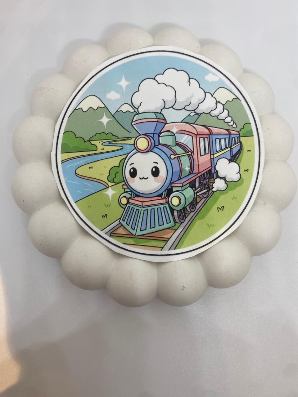 Cute Kawaii Train Waterproof Vinyl Sticker – Kids Cartoon Engine Decal