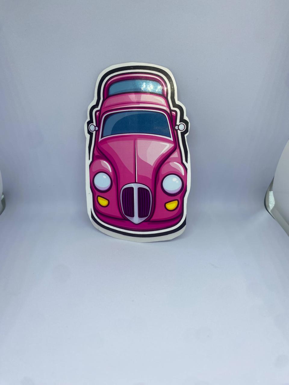 Pink Vintage Car Premium Waterproof Vinyl Sticker