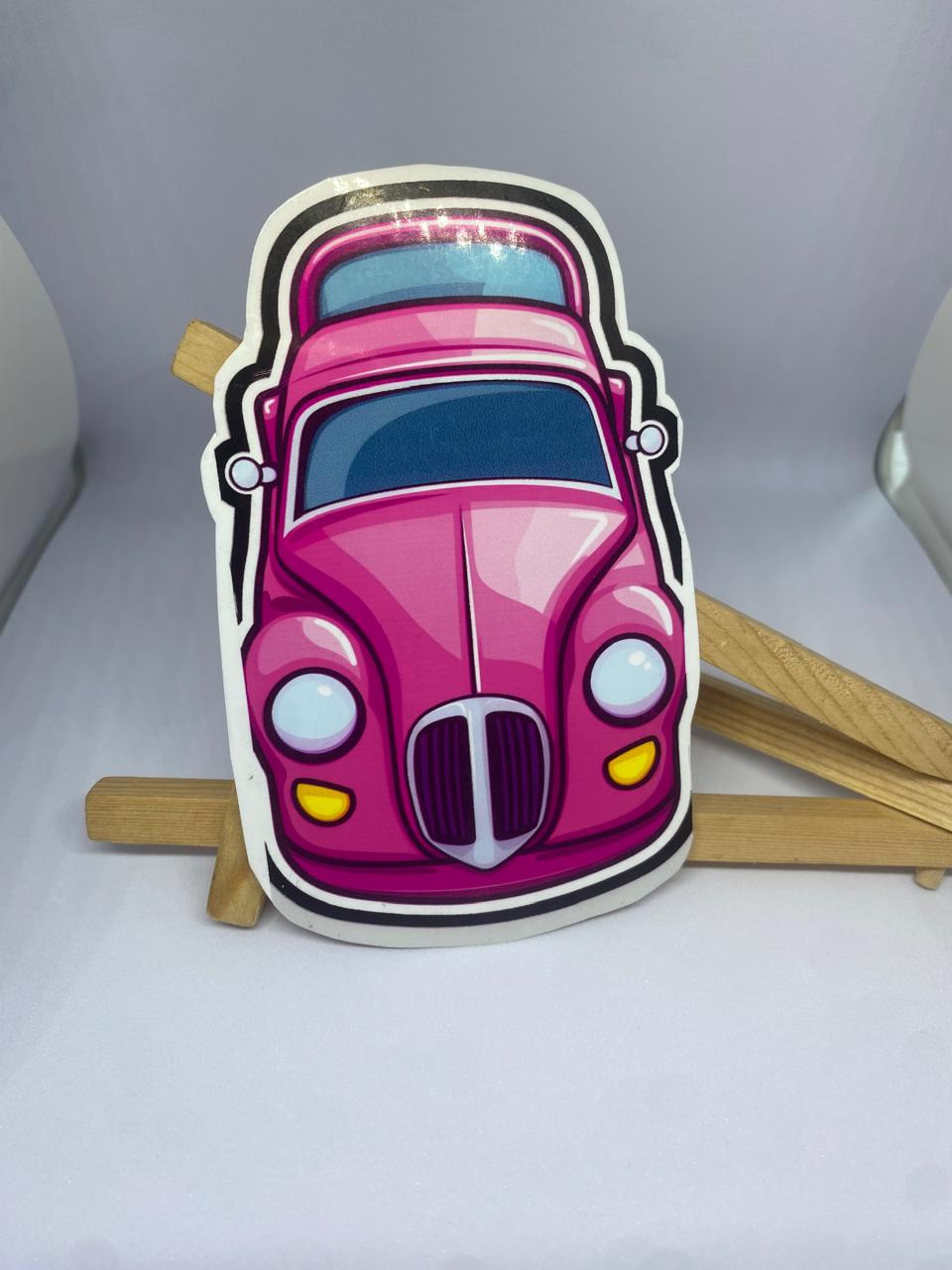 Pink Vintage Car Premium Waterproof Vinyl Sticker