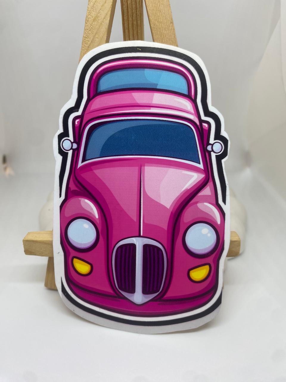 Pink Vintage Car Premium Waterproof Vinyl Sticker