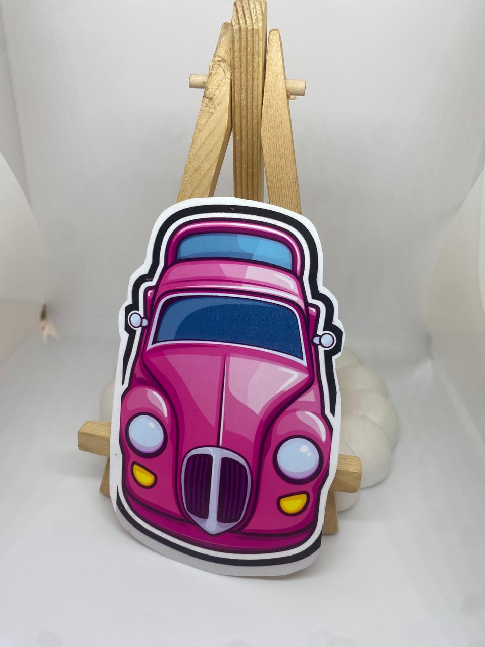 Pink Vintage Car Premium Waterproof Vinyl Sticker