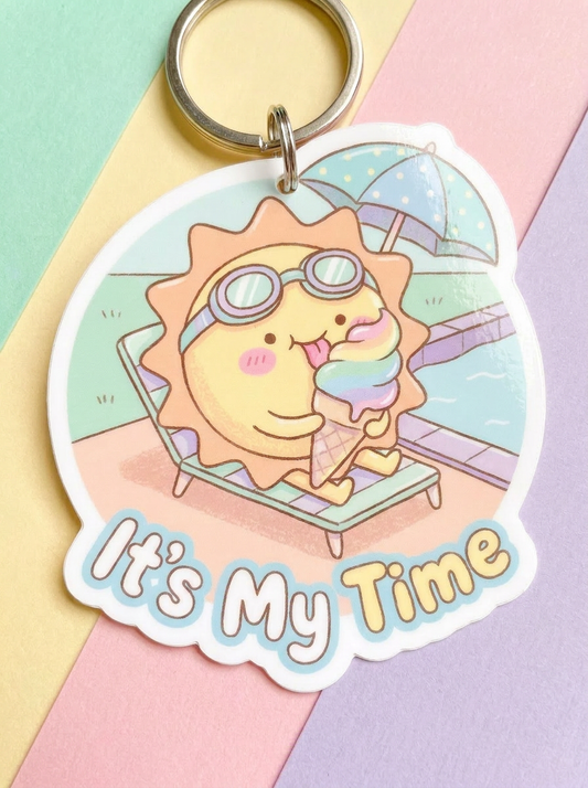 It's My Time Kawaii Sun Ice Cream Sticker | Cute Summer Vinyl Decal