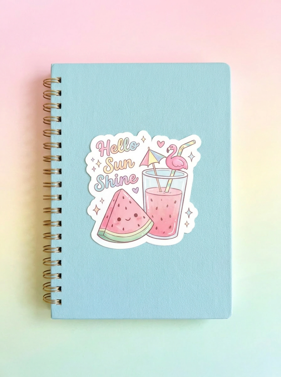 Hello Sunshine Watermelon Sticker | Cute Kawaii Summer Vinyl Decal