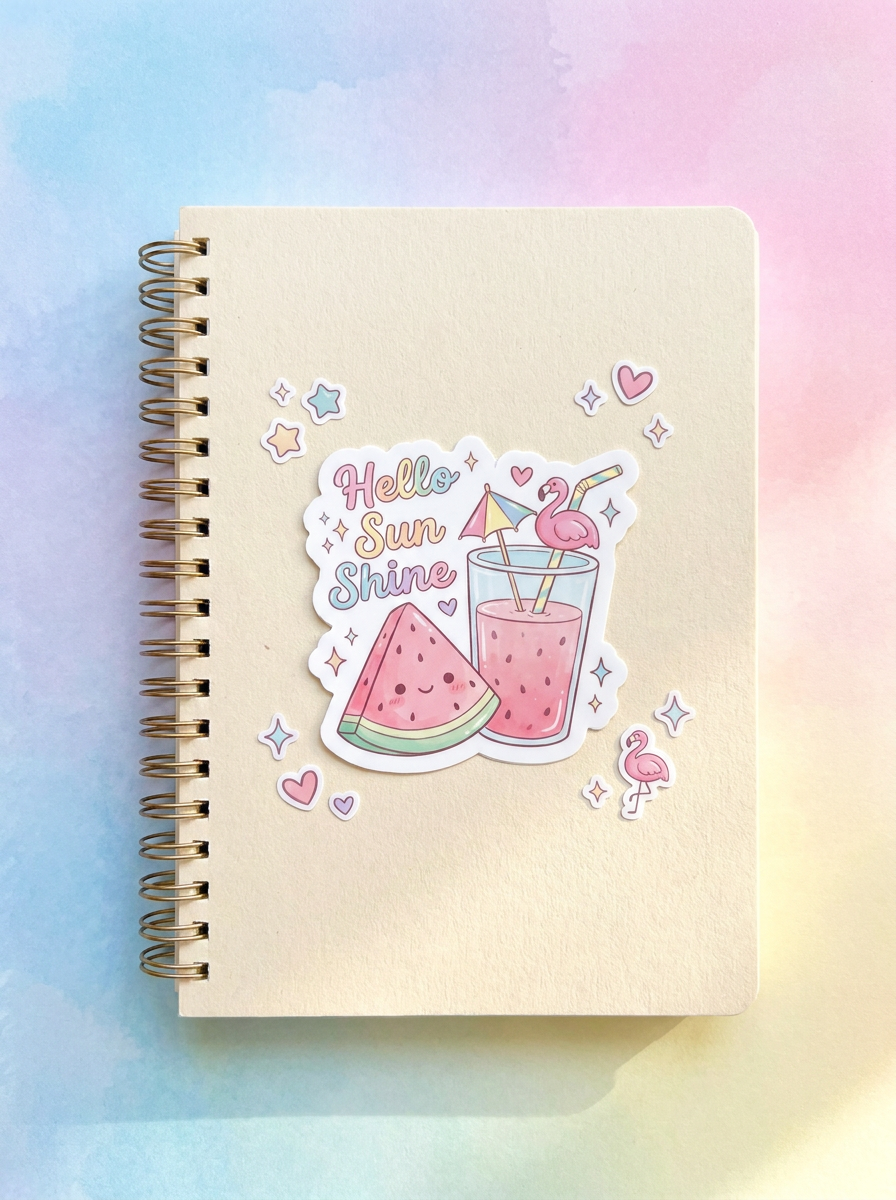 Hello Sunshine Watermelon Sticker | Cute Kawaii Summer Vinyl Decal