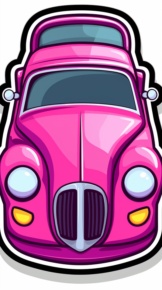 Pink Vintage Car Premium Waterproof Vinyl Sticker